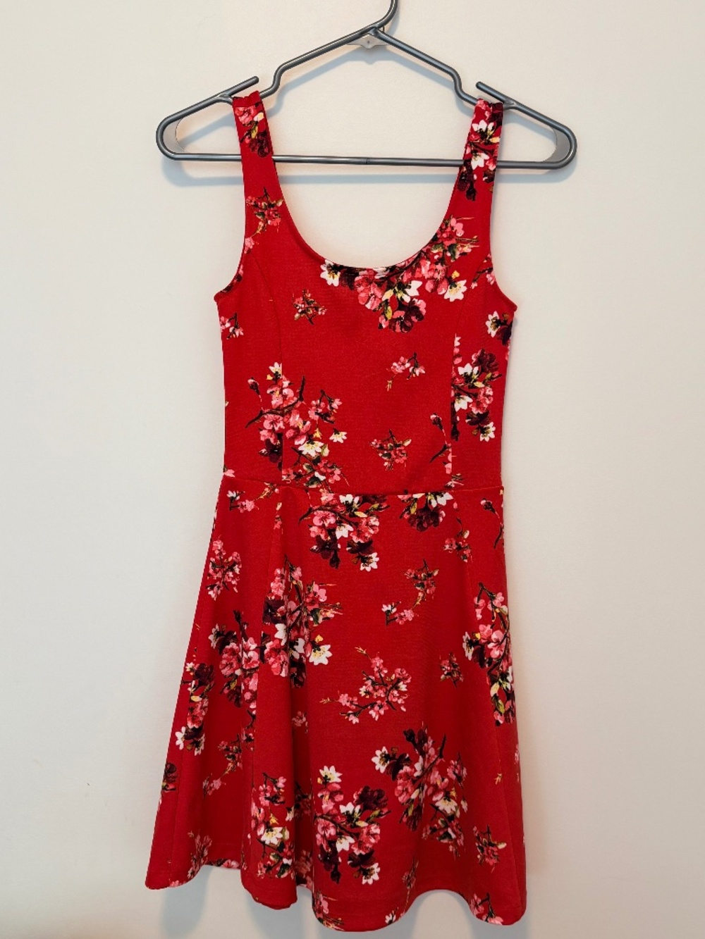 H&M Red Floral Fit & Flare Dress Womens Size 4